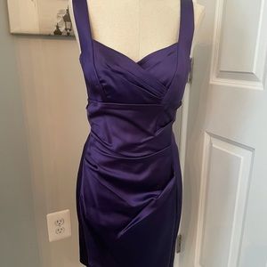 Donna Morgan purple cocktail satin dress